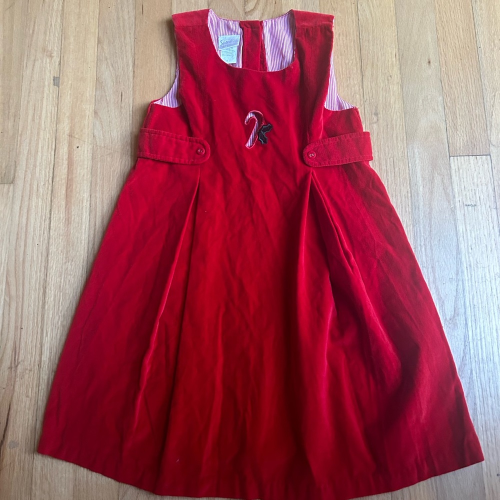 Sz 5 Red Velvet Christmas Jumper w/Candycane Cutout